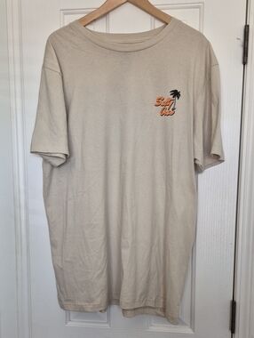 Salty Crew Cream Short-Sleeve Logo Tee with Orange Palm Script